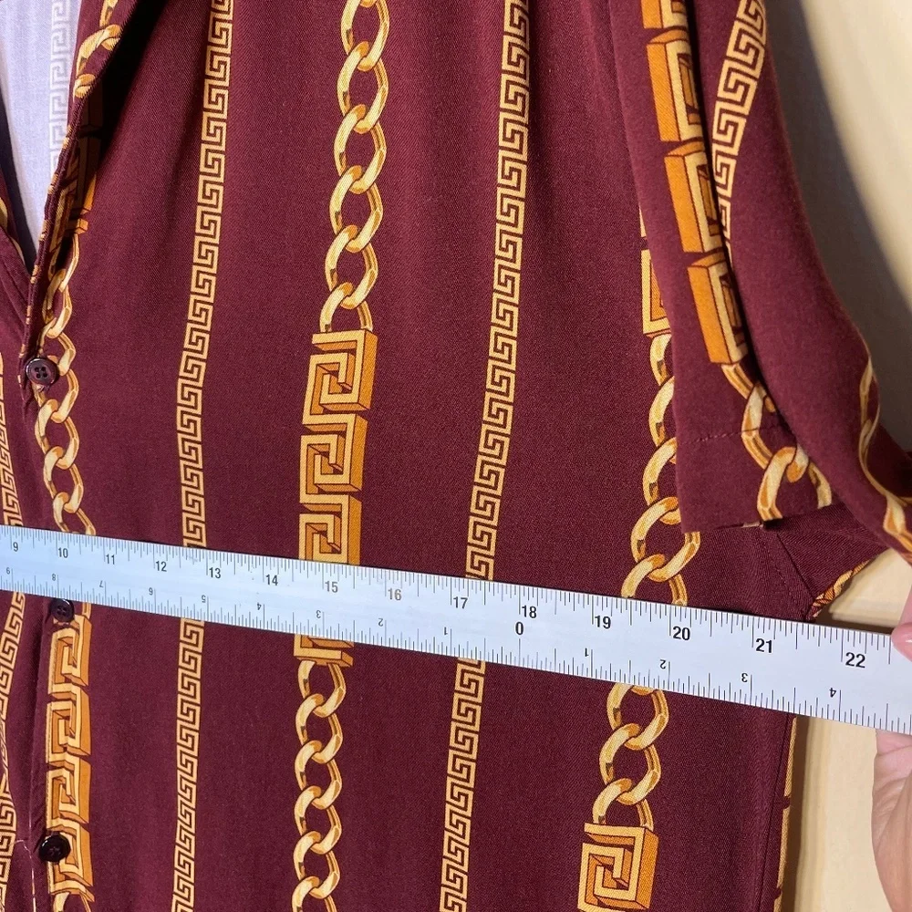 Men's Gold Chains Patterned Button up short sleeve Shirt - Picture 5 of 7